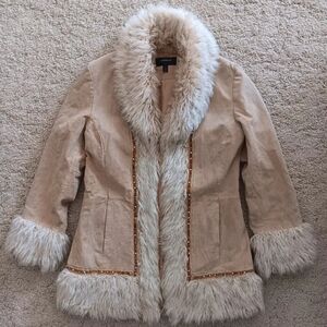 Vintage Boho Unique Embellished Leather Penny Lane Coat M-L